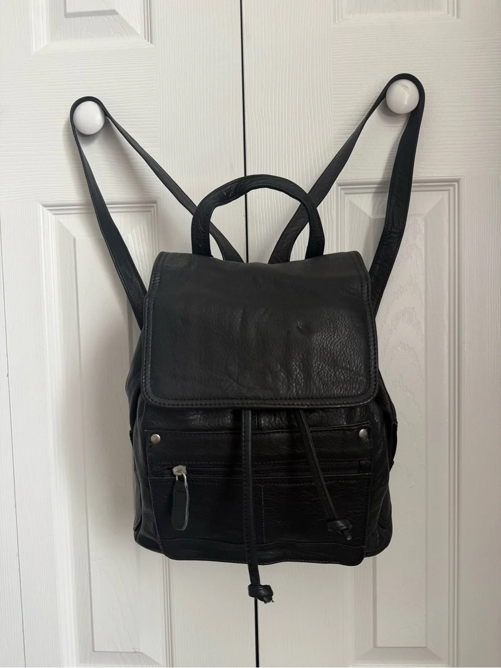 Beau Swan Spain Black Leather Backpack Purse vintage with tag